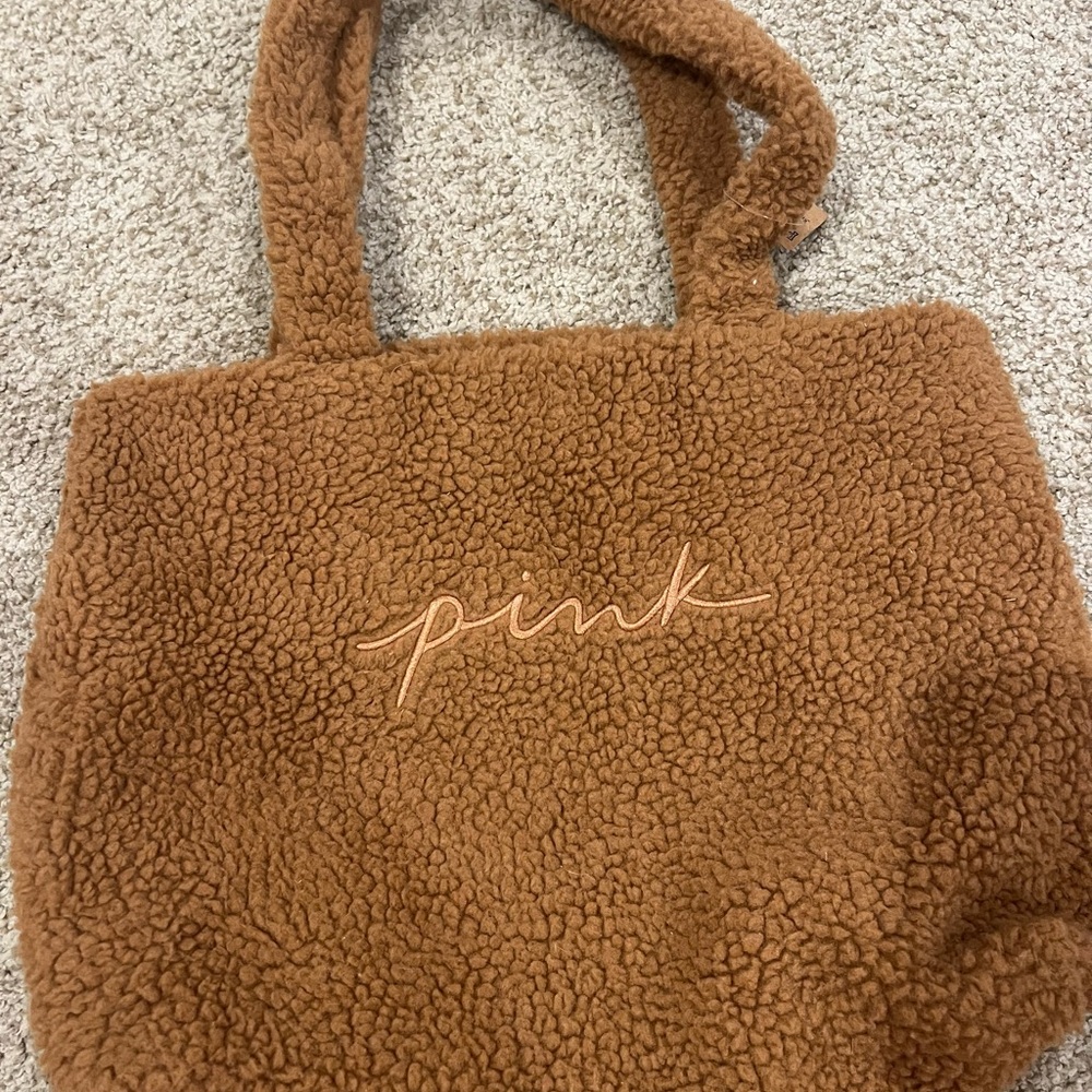 PINK Victoria's Secret Tan Sherpa Tote